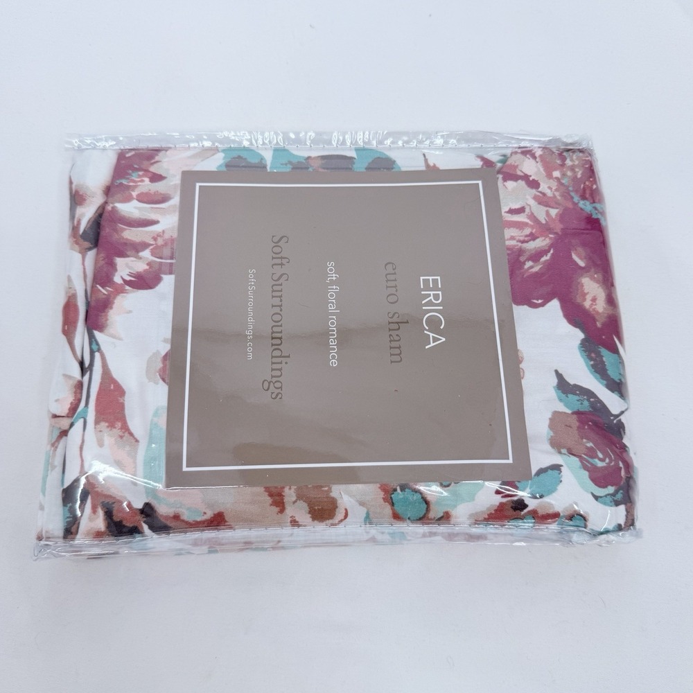 NEW Soft Surroundings Erica Euro Sham 26"X26"grape & soft teal floral romance